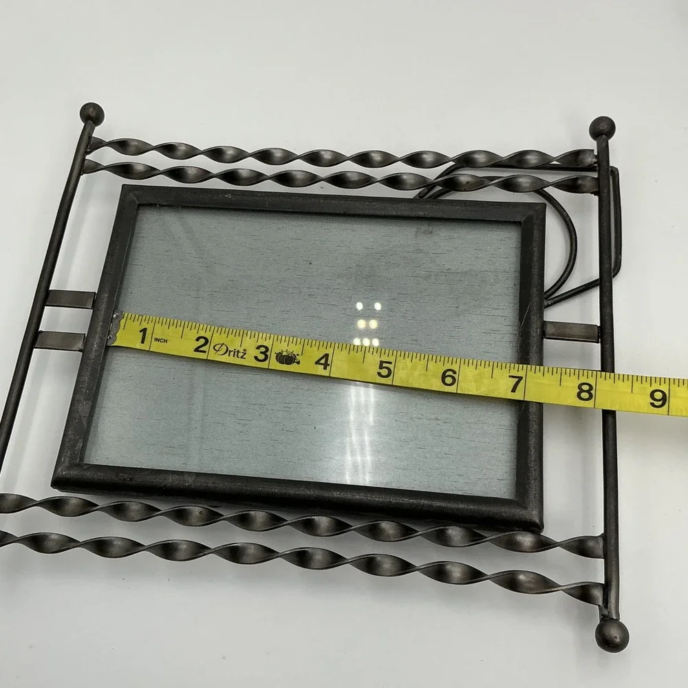 Vintage Wrought Iron Picture Frames Set of 2 Scroll Twisted Metal 5x7 Tabletop